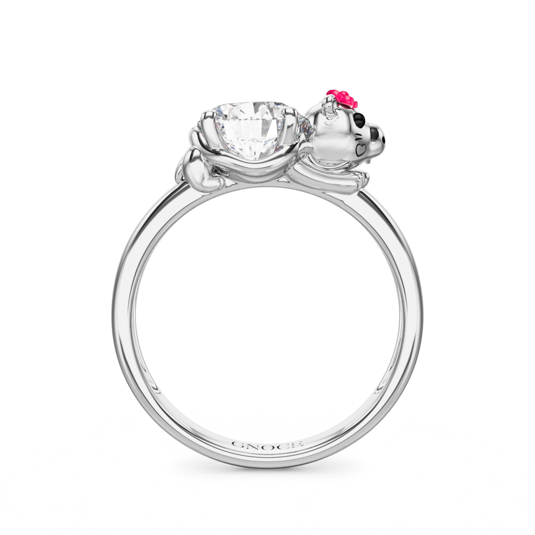 Gnoce Chillest Capybara Embraces Moissanite Round Cut Ring_5