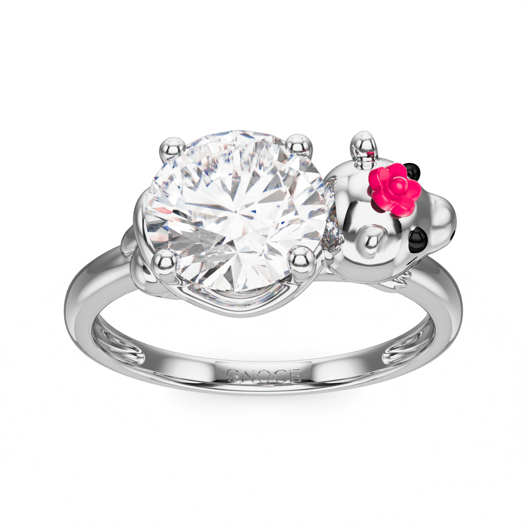 Gnoce Chillest Capybara Embraces Moissanite Round Cut Ring_2