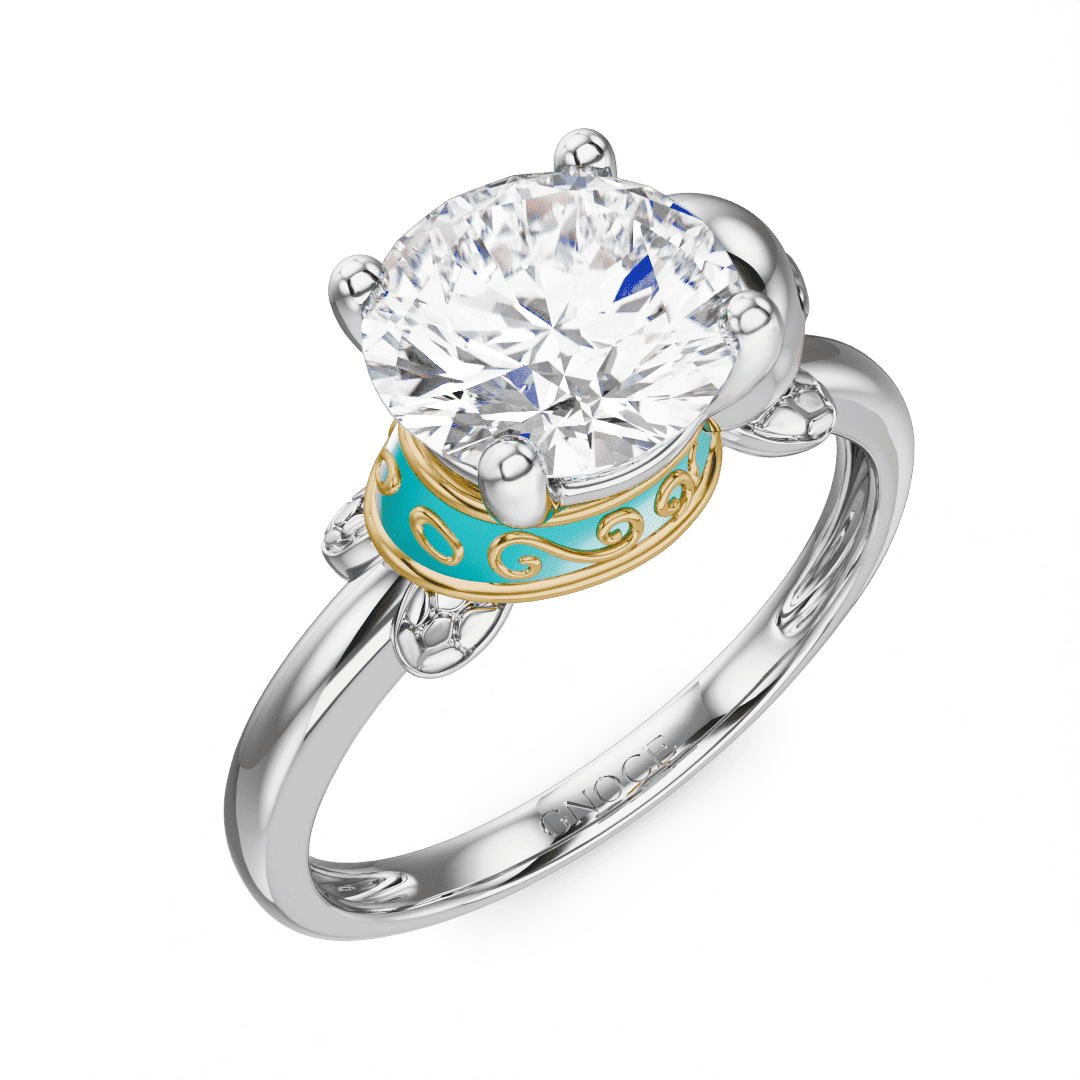 Gnoce Sea Turtles Embraces Moissanite Round Cut Ring_2