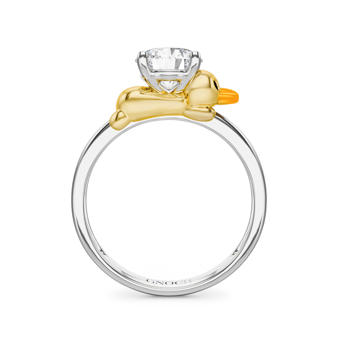 Gnoce Duck Embraces Moissanite Round Cut Ring_5