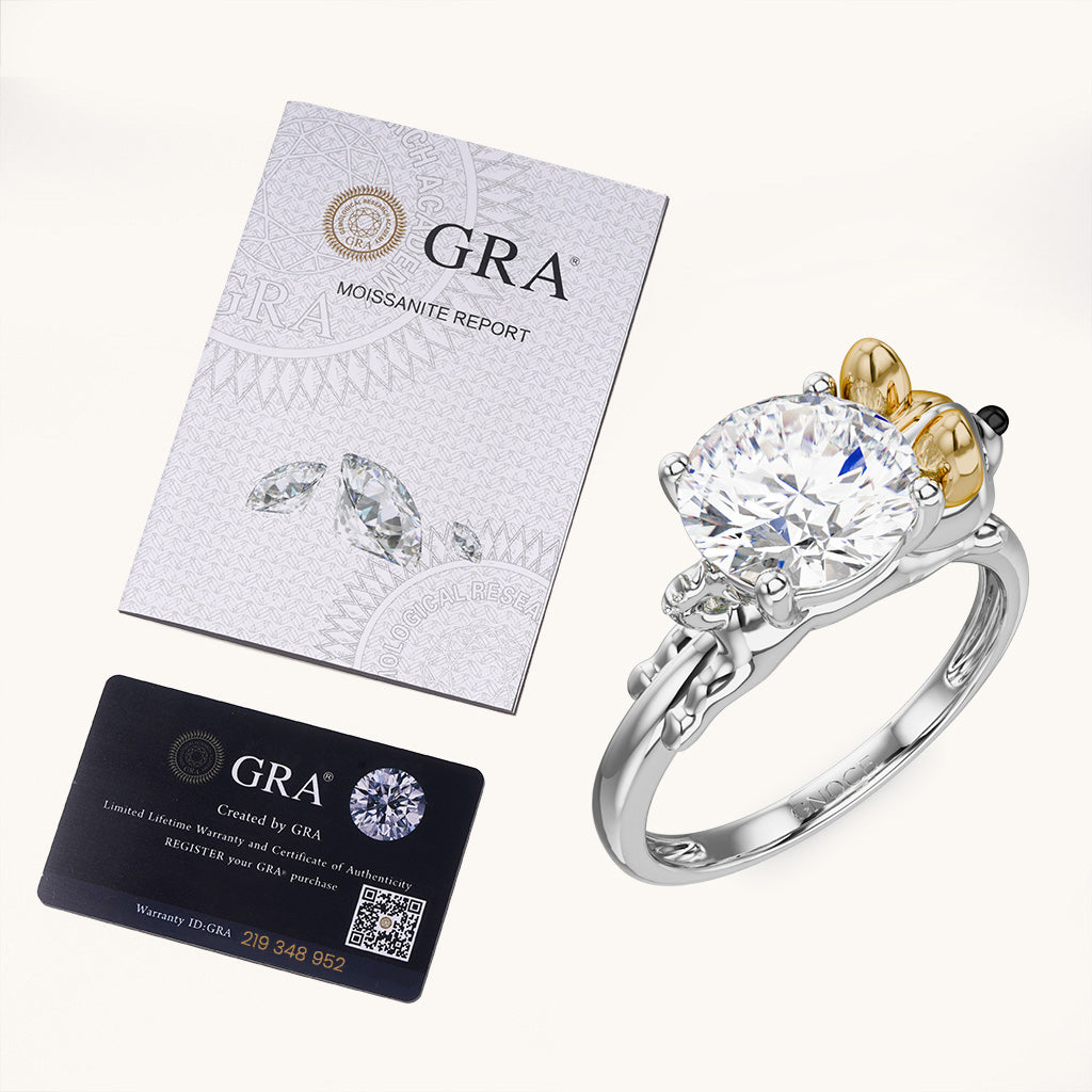 Gnoce Corgi Dog mbraces Moissanite Round Cut Ring_6