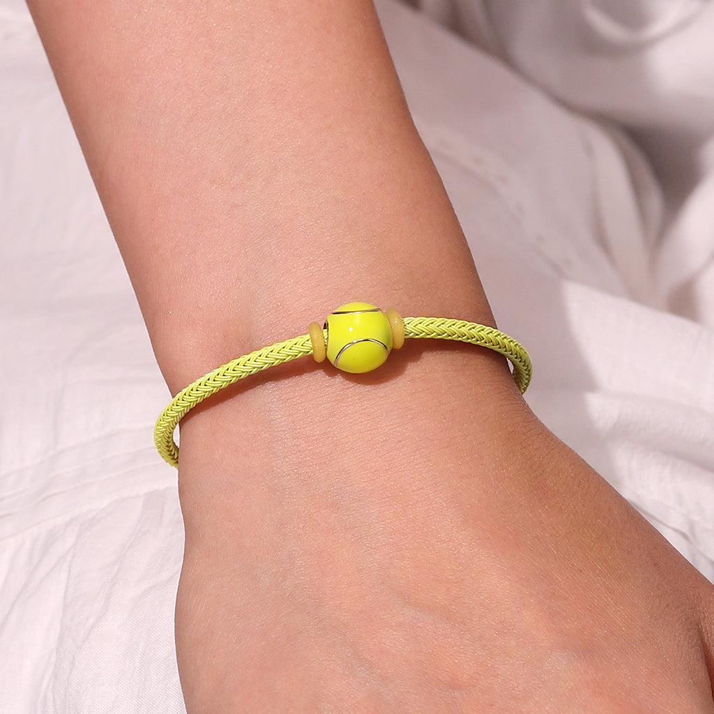 Gnoce Yellow Cylindrical Snap Basic Bracelet with 2 Pieces of Stoppers_5