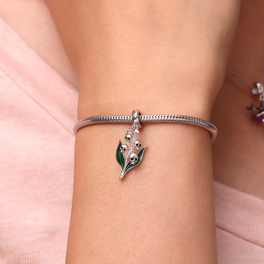 Gnoce Skull Lily of the Valley Pendant Dangle Charm_2