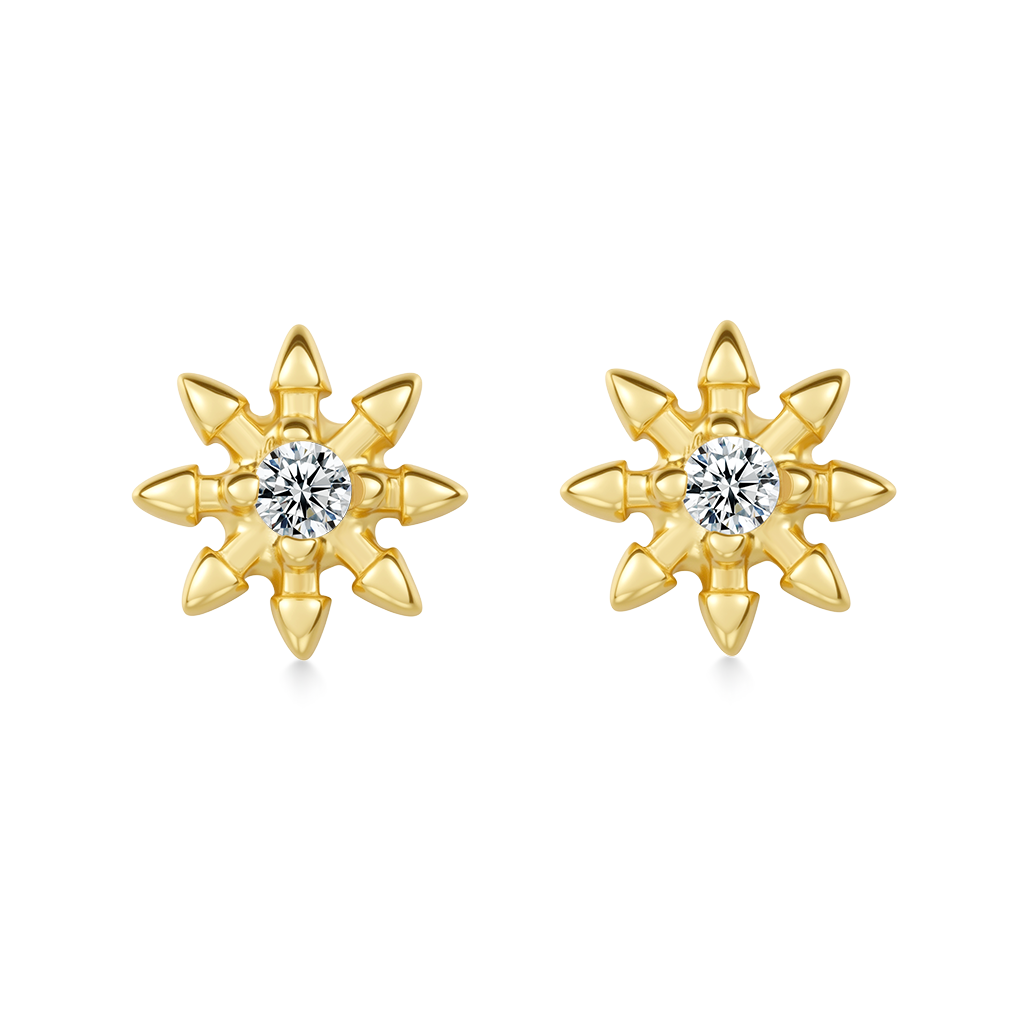 Gnoce 14K/10K Solid Gold Moissanite Spiked Star Stud Earrings_4