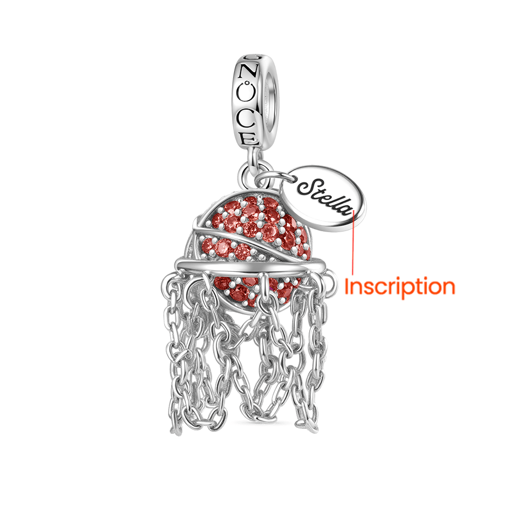 Gnoce Engravable Birthstone Basketball Hoop Pendant Dangle Charm_5