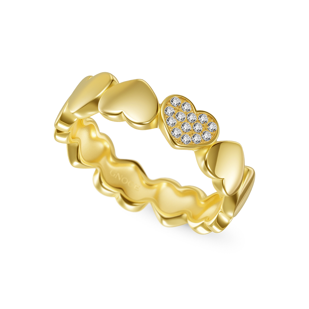Gnoce 14K/10K Solid Gold Moissanite Heart Cluster Ring_4