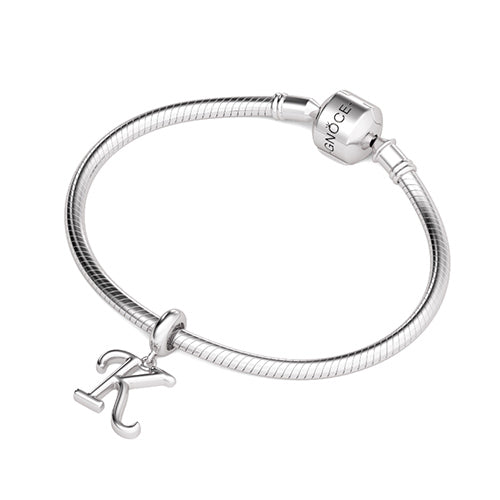 Gnoce "Kiss, the gift of Love" Letter K 925 Sterling Silver Dangling Charm Great for Bracelet, Choker, Necklace_3