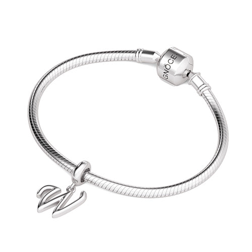 Gnoce "With You Forever" Letter W 925 Sterling Silver Dangling Charm Great for Bracelet, Choker, Necklace_3