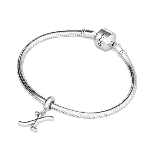 Gnoce "XOXO" Letter X 925 Sterling Silver Dangling Charm Great for Bracelet, Choker, Necklace_3
