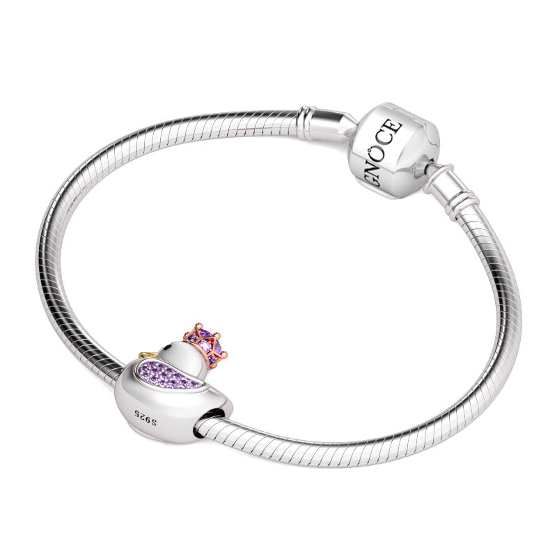 Gnoce "As Happy As Duck" Elegant Amethyst Stones Duck Queen Charm - Fit for Bracelet and Necklace_3