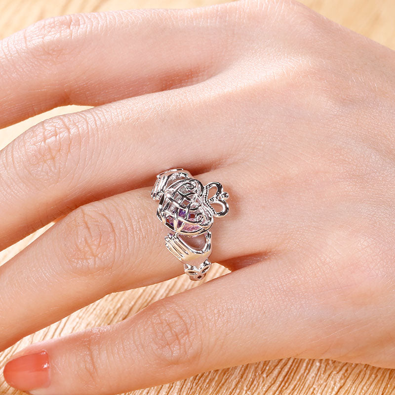 Gnoce "Give My Heart To You" Caged Hearts Celtic Claddagh Ring_4