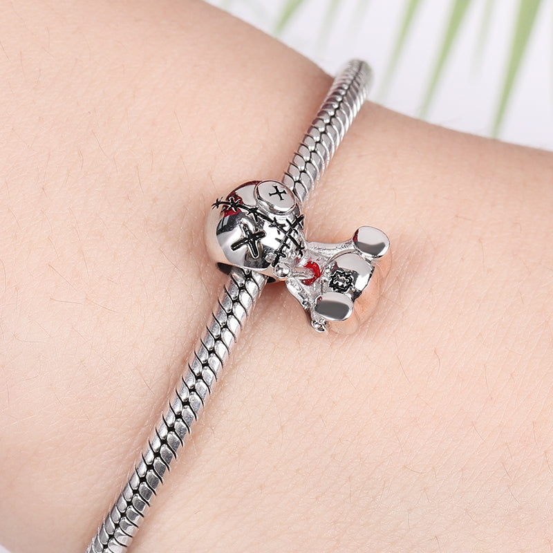 Voodoo Doll Charm Sterling Silver Bead fit Bracelet_3