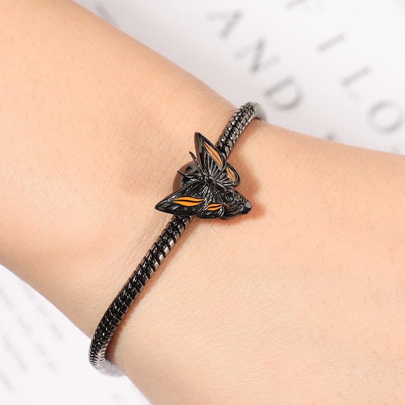 Butterfly Skull Charm Sterling Silver Bead Black Plated_3