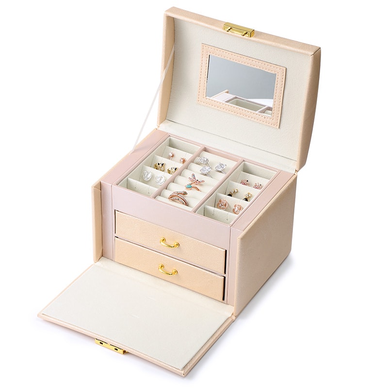 Luxury Three-layer Drawer Jewelry Box Earring Ring Necklace Bracelet Charm Storage Gift Casket_2