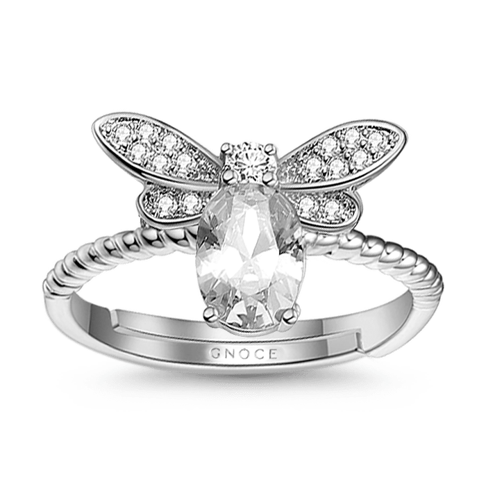 Bee Open Statement Ring Sterling Silver with Created Sapphire_1