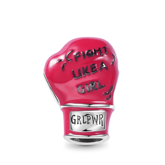 Pink Boxing Glove Charm Bead 925 Sterling Silver_1