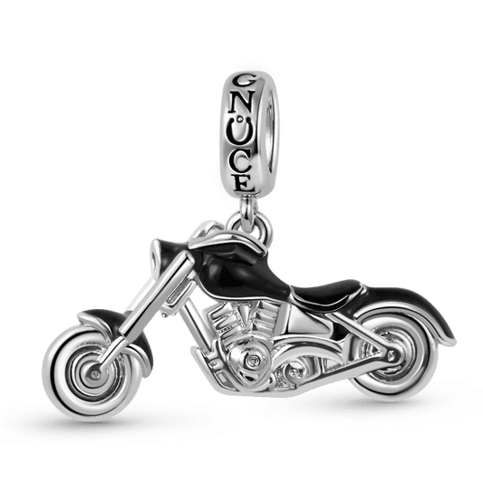 Black Motorcycle Pendant Dangle Charm Sterling Silver_1