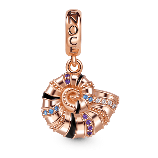 Snail Shell Pendant Dangle Charm 925 Sterling Silver 18K Rose Gold Plated Inlaid with Colorful Gemstones_1