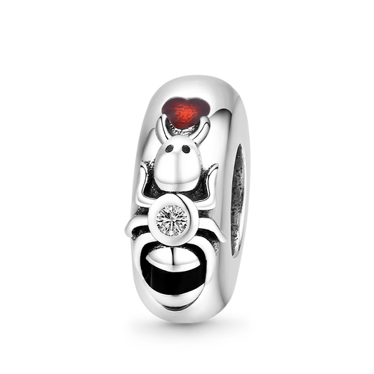 Cute Ant Stopper for Charm Bracelets 925 Sterling Silver Inlaid with Clear Gemstones_1