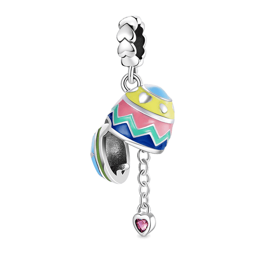 Easter Egg Pendant Charm Openable with Heart Dangle 925 Sterling Silver Colorful Enamels_1