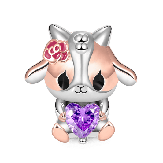 Goat Embraces Heart Gemstone Charm Bead 925 Sterling Silver_1