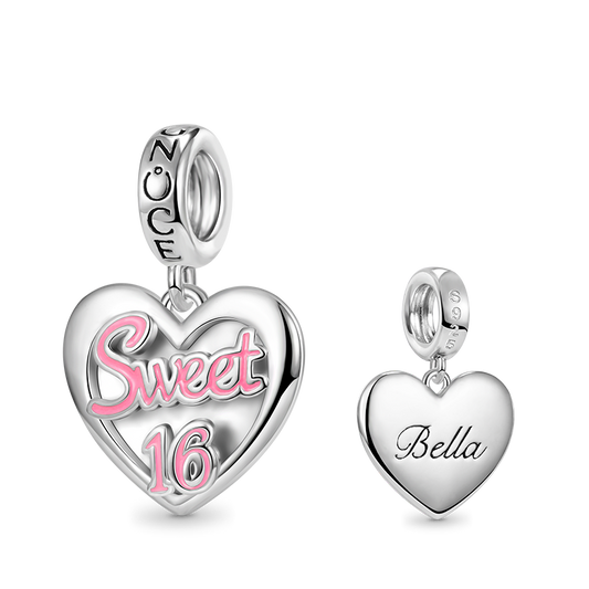 Gnoce "Sweet 16" Heart Engravable Pendant Dangle Charm_1