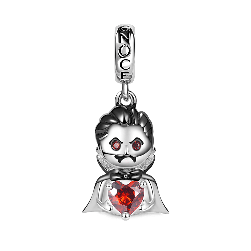 Vampire Embraces Heart Gemstone Pendant Dangle Charm 925 Sterling Silver Black Plated_1
