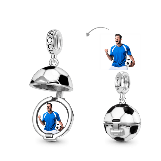 Gnoce Football Personalized Openable Photo Pendant Dangle Charm_1