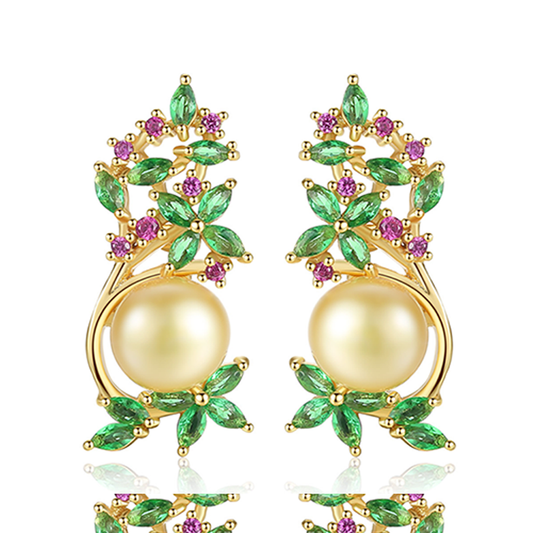 Gnoce Vintage Flower & Pearl Stud Earrings_1
