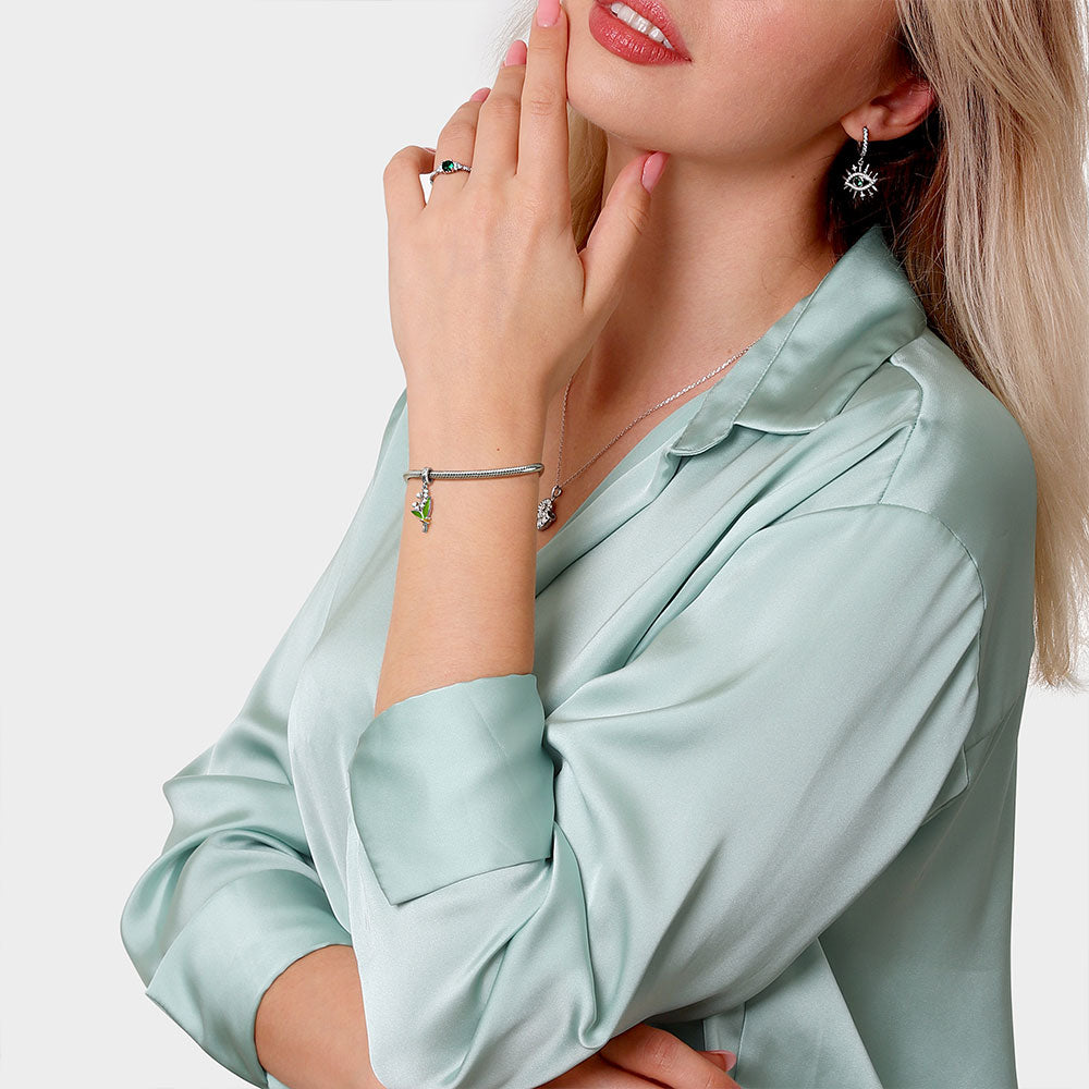 Lily of the Valley Flower Pendant Dangle Charm Sterling Silver_3