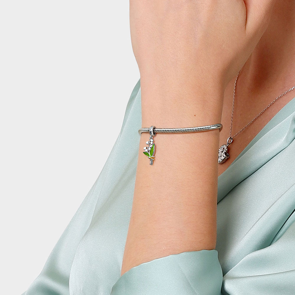 Lily of the Valley Flower Pendant Dangle Charm Sterling Silver_4