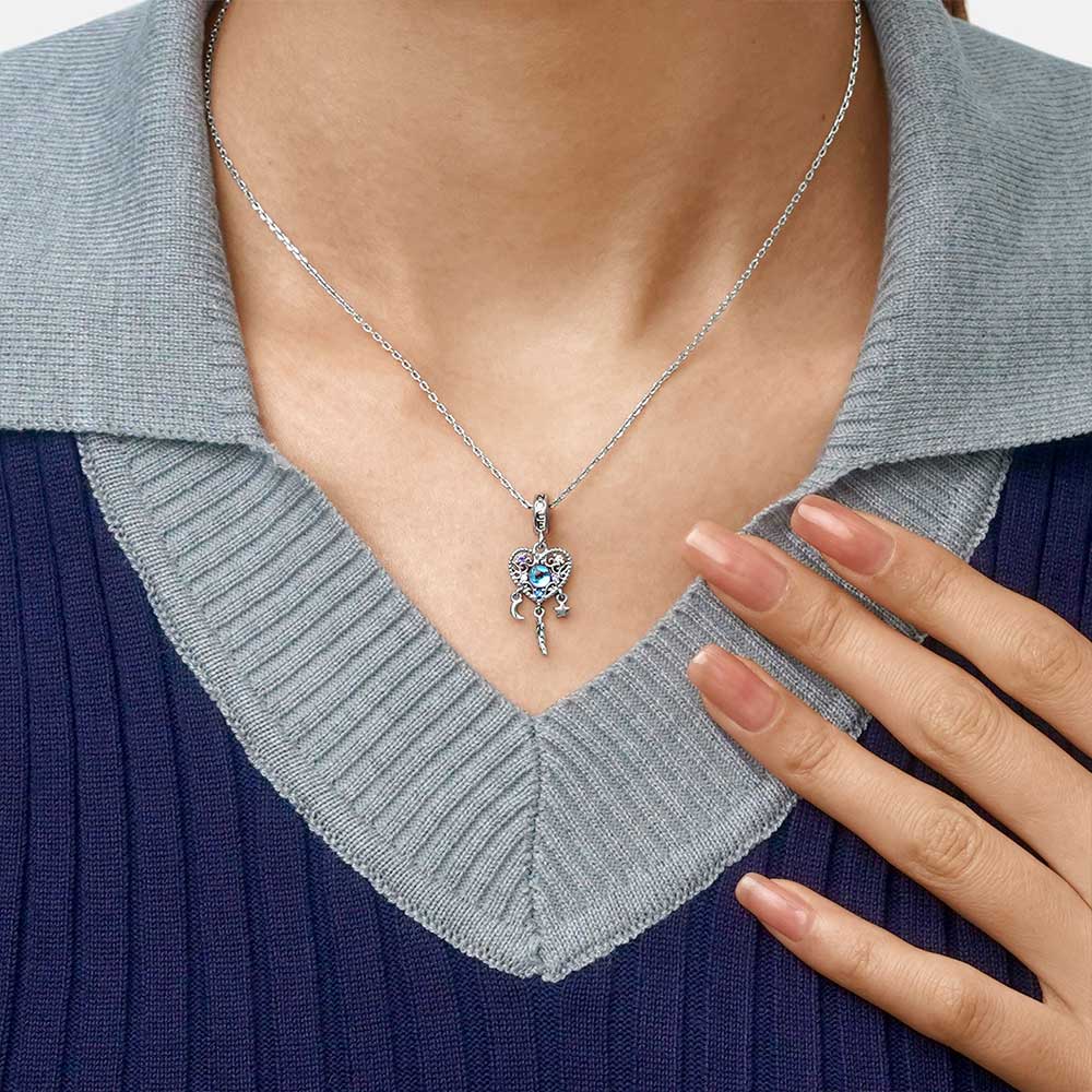 Gnoce Opal Dream Catcher Heart Pendant Dangle Charm_7