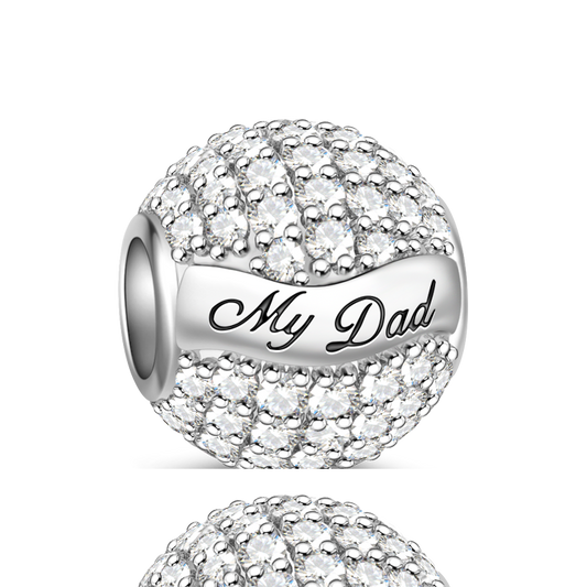 Gnoce “My Dad My Hero”925 Sterling Silver Paved Pure Crystal CZ Stones Charm Perfect Father's Day Gift_1
