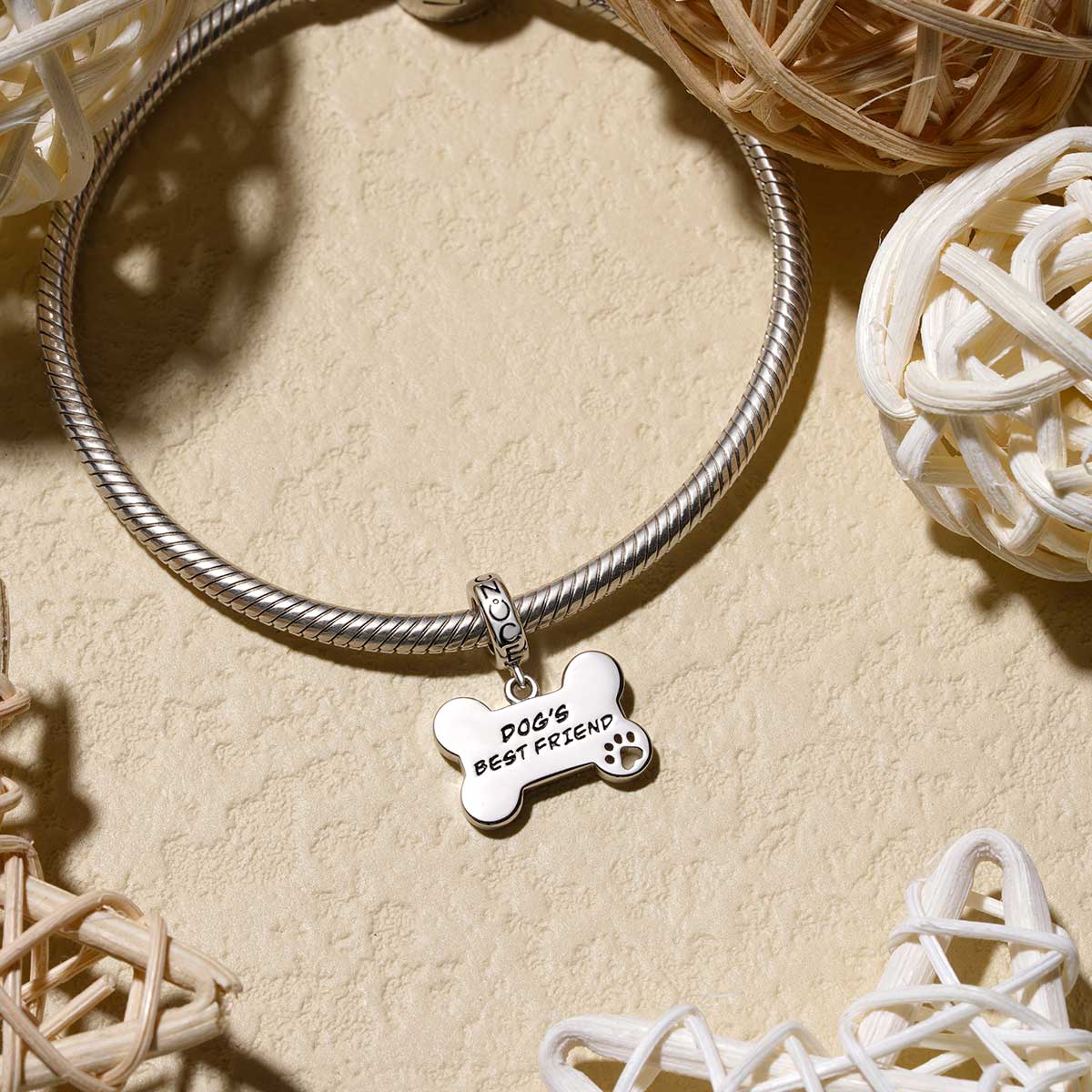 Gnoce Dog Loves Bone Engravable Pendant Dangle Charm_5