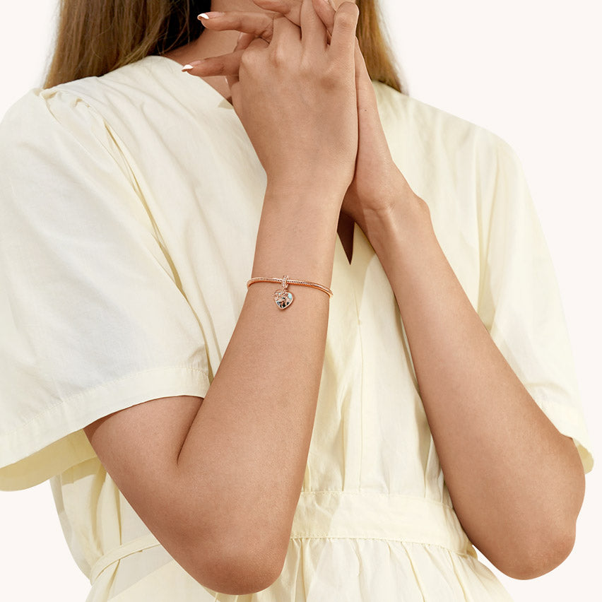 Gnoce "Family Is Life" Photo Charm Pendant 18k Rose Gold Plated Sterling Silver_2