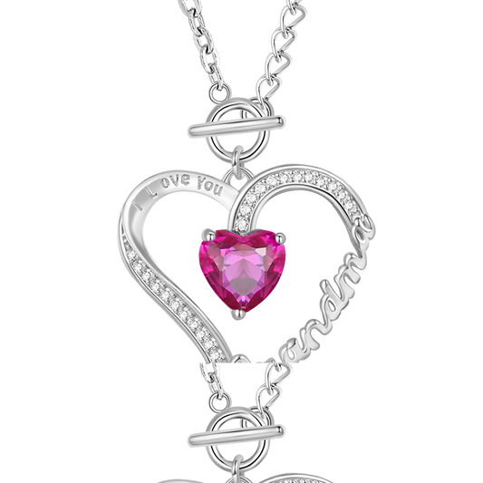 Gnoce "Grandma" Birthstone Heart Necklace_1