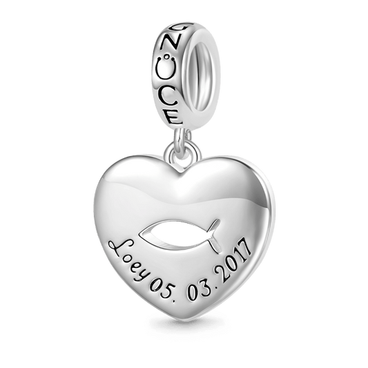 Gnoce Engravable Jesus Fish Birthday Name Pendant Dangle Charm_1