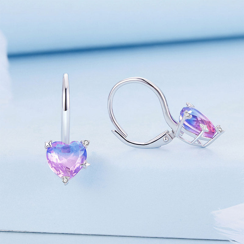 Gnoce Colorful Glass Heart-Shaped Gemstone Earrings_2