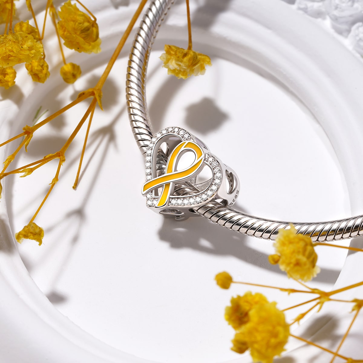 Gnoce Endometriosis Awareness Yellow Ribbon Charm_3