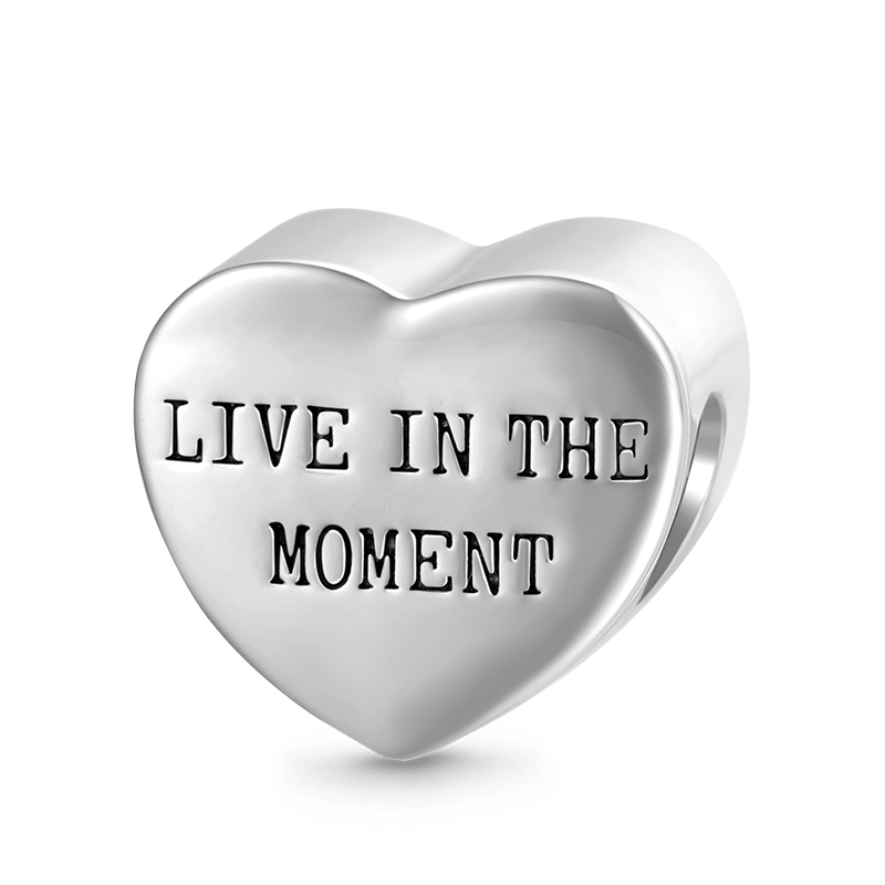 Gnoce "LIVE IN THE MOMENT" Transparent Heart Charm_2