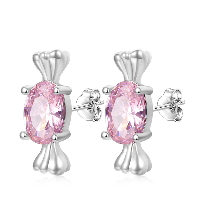 Gnoce Pink Candy Stud Earrings_2