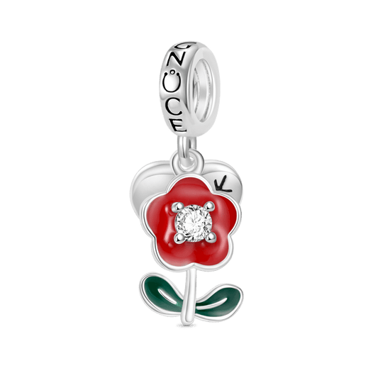 Gnoce Engravable Small Flower Heart Pendant Dangle Charm_1