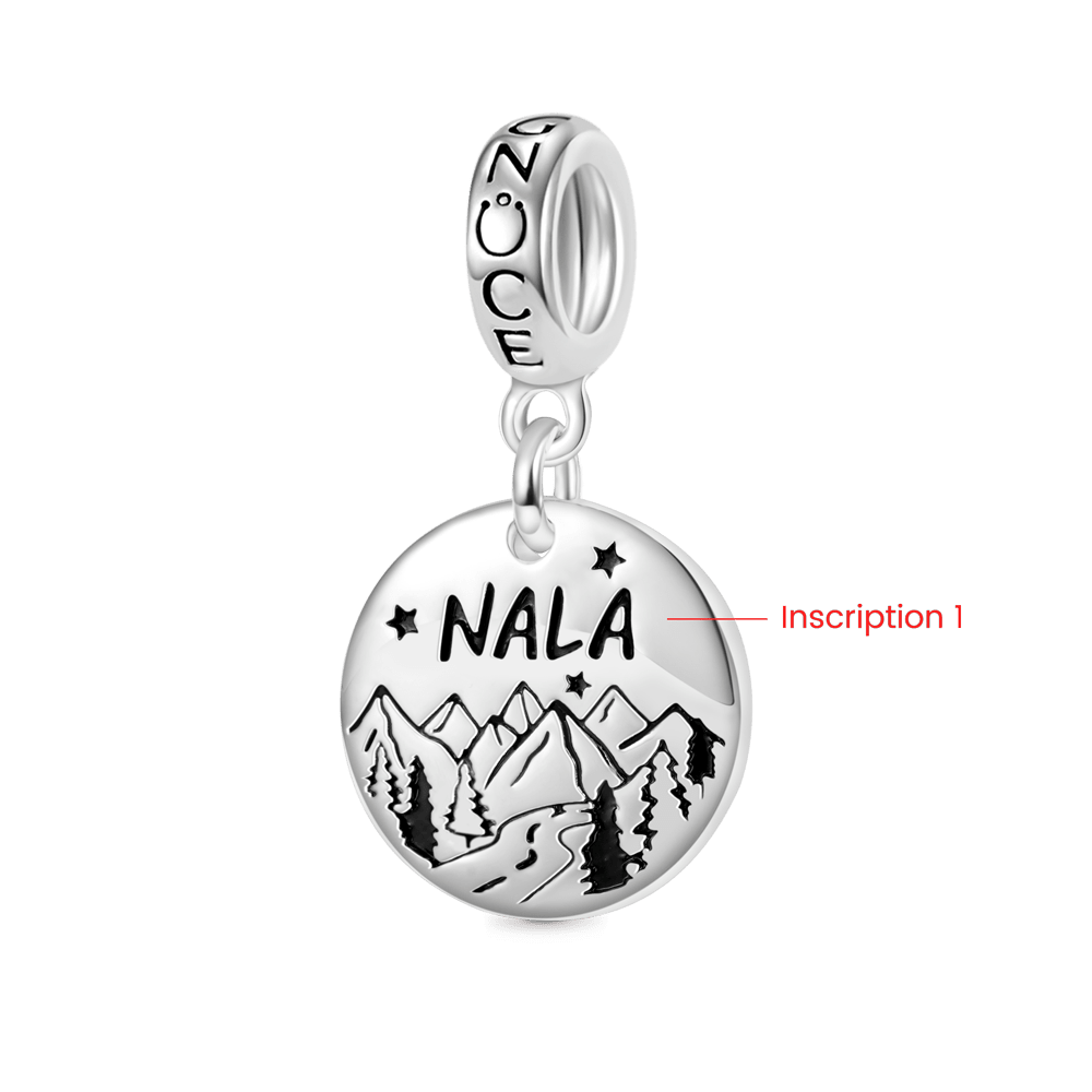 Gnoce Engravable Mountains Rivers Disk Pendant Dangle Charm_2