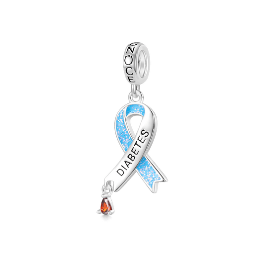 Gnoce DIABETES Awareness Blue Ribbon Pendant Dangle Charm_1