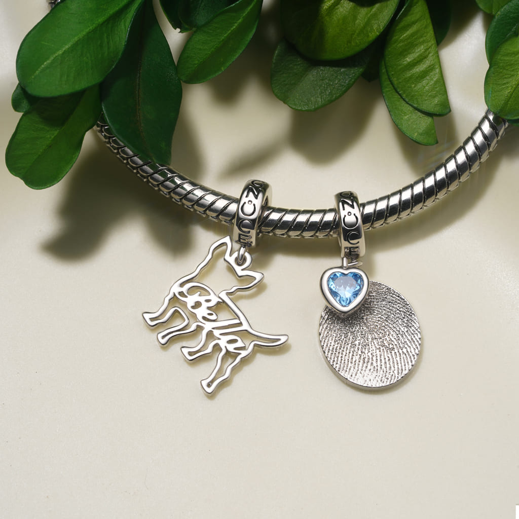 Gnoce Personalized Fingerprint Birthstone Pendant Dangle Charm_3