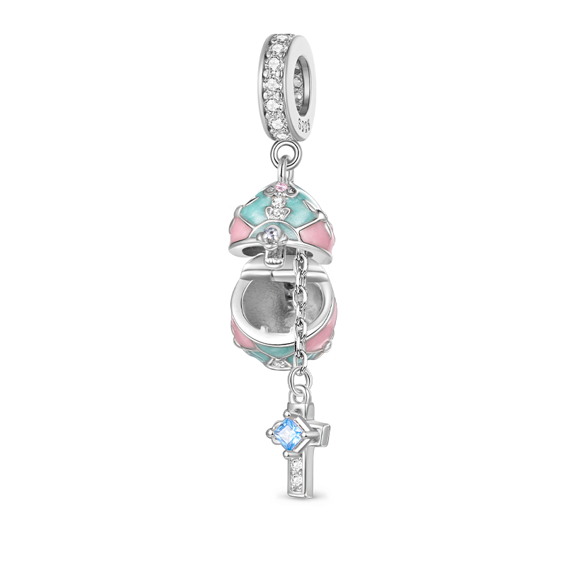 Gnoce Easter Egg Openable with Cross Pendant Dangle Charm_2