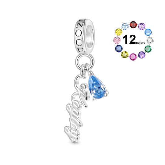 Gnoce Engravable Hollow Name Birthstone Pendant Dangle Charm_1