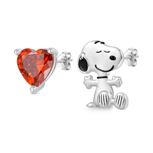 Gnoce Peanuts "Find Your True Love" Snoopy Heart Stud Earrings_1
