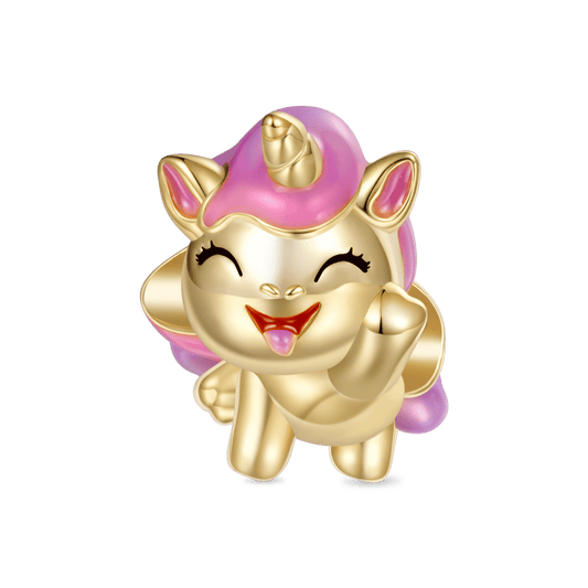 Gnoce 18K Gold Plated Gradient Pink Cute Unicorn Charm_1