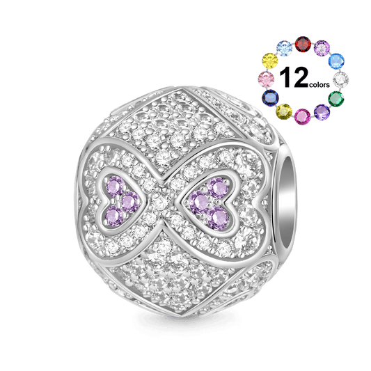 Gnoce Infinite Love Heart Birthstone Round Charm_1